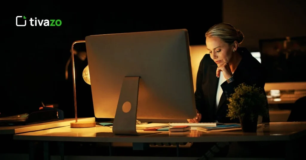 a picture of girl productive at Night