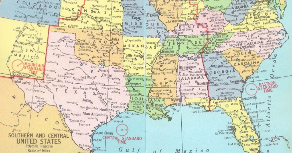 map for central daylight time