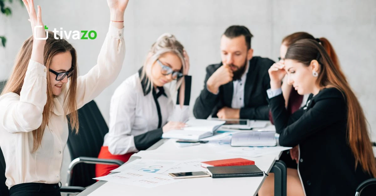 A group of office member working with healthy competition