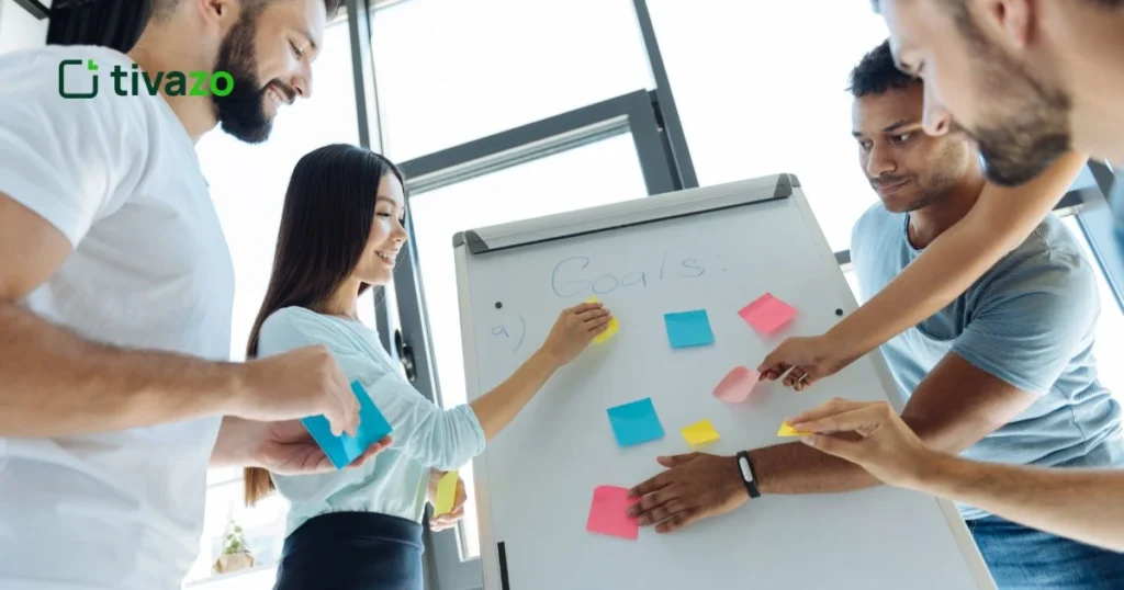 a group in offices working on define stage
