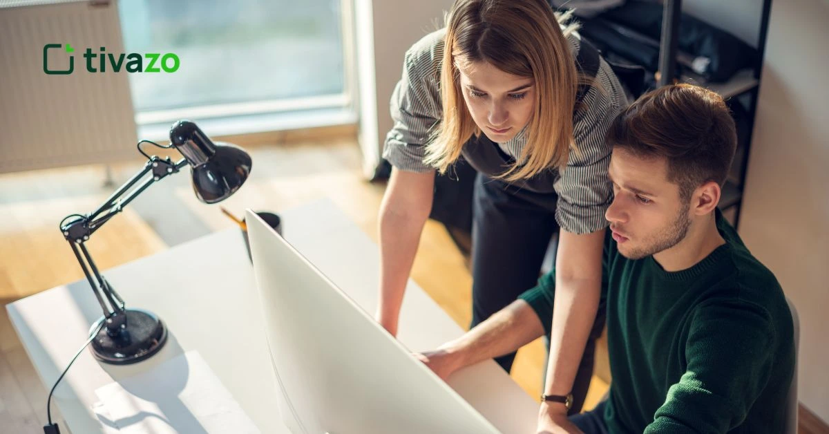 a picture of worker Focused at work