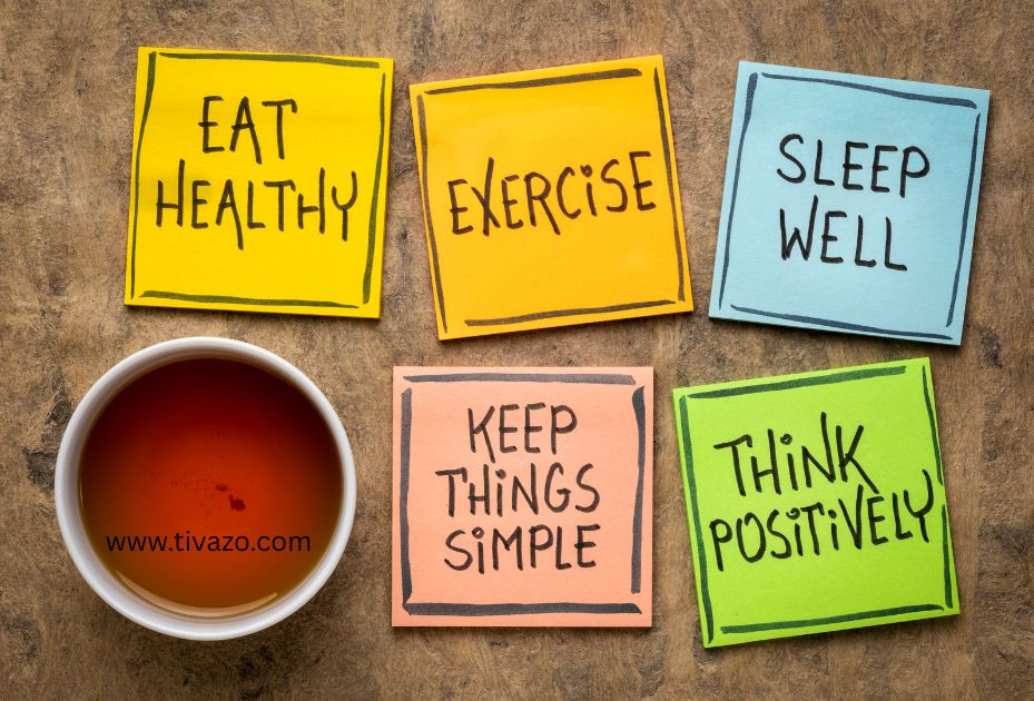 A picture showing lifestyle tips written in paper