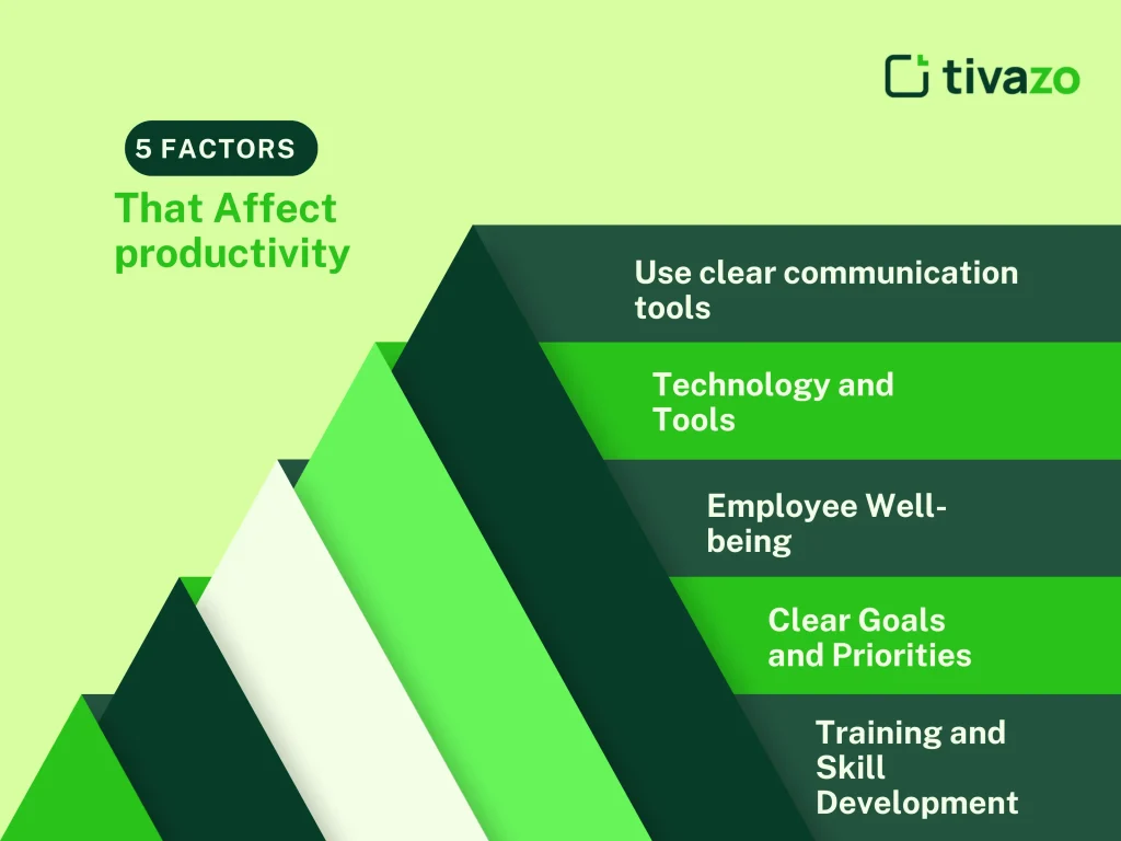 in the given image you can clearly understand the 5 factors that affect the productivity  