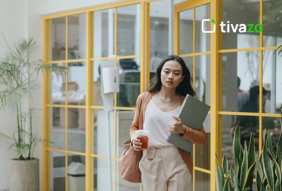 A picture of girl working far distance from home to work