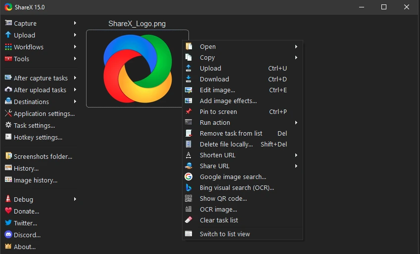 A picture ofSnipping Tool as sharex
