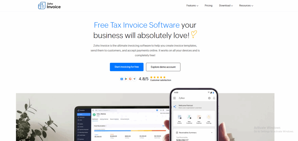 Zoho Invoice