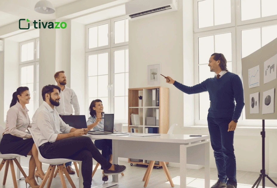 a leader showing leadership effectiveness in the new york office