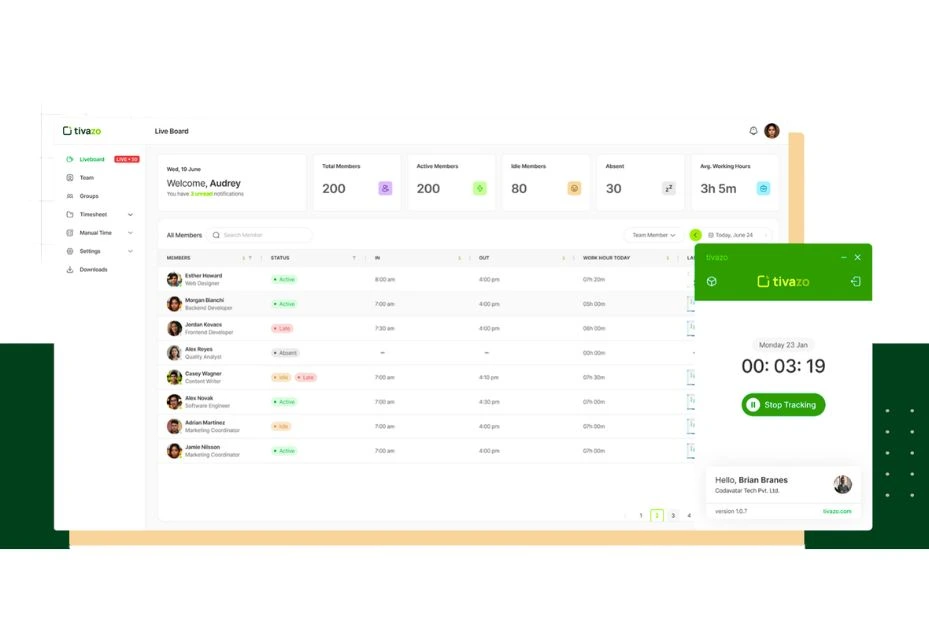 A screenshot of an expense tracking app that updates in real time tivazo.