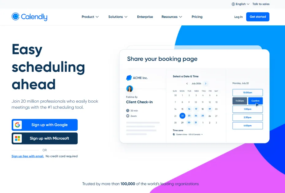 Dashboard of calendly