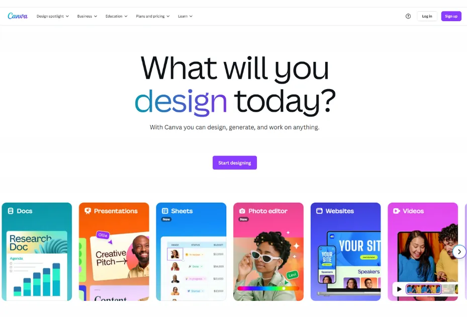 An image of Canva dashboard