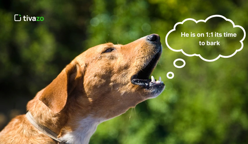 When Your Dog Barks While You're On Your 1:1 meme